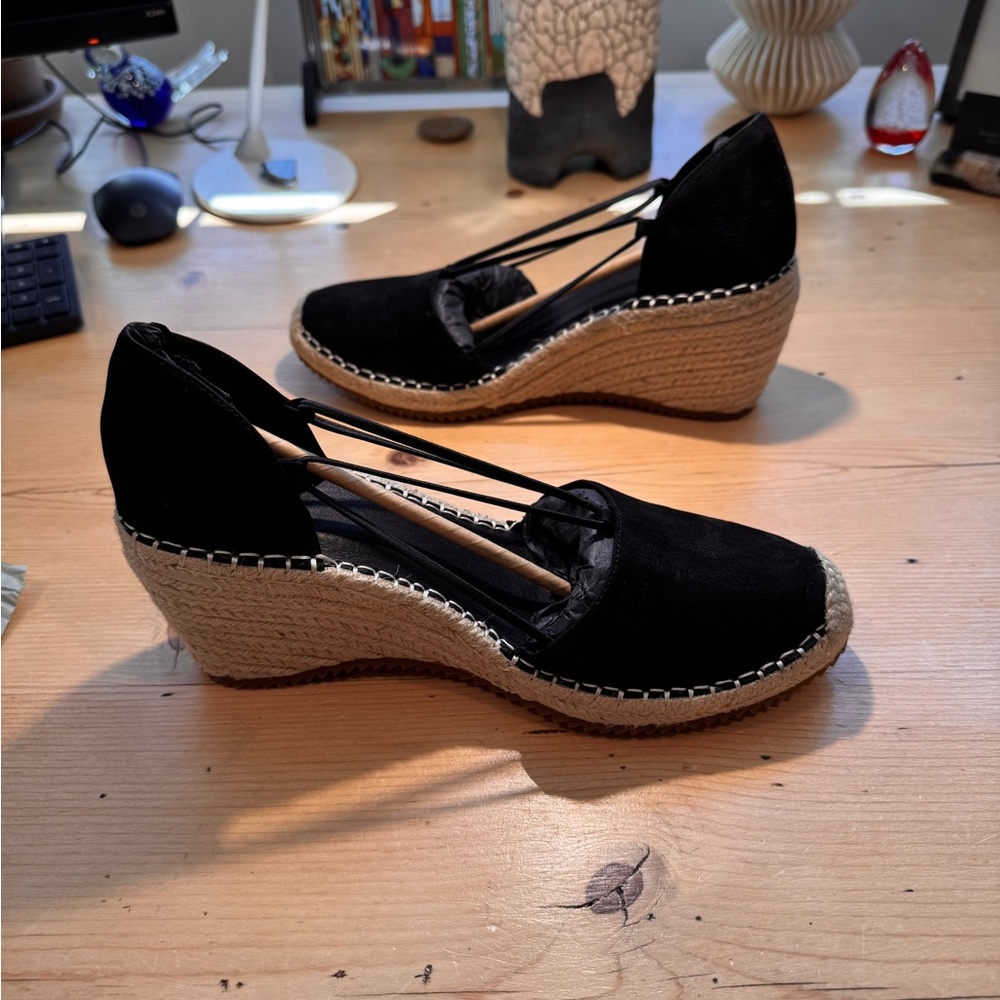 Eileen Fisher Yasmin Black Suede Espadrille Slip-On Size 10 NWT Women
